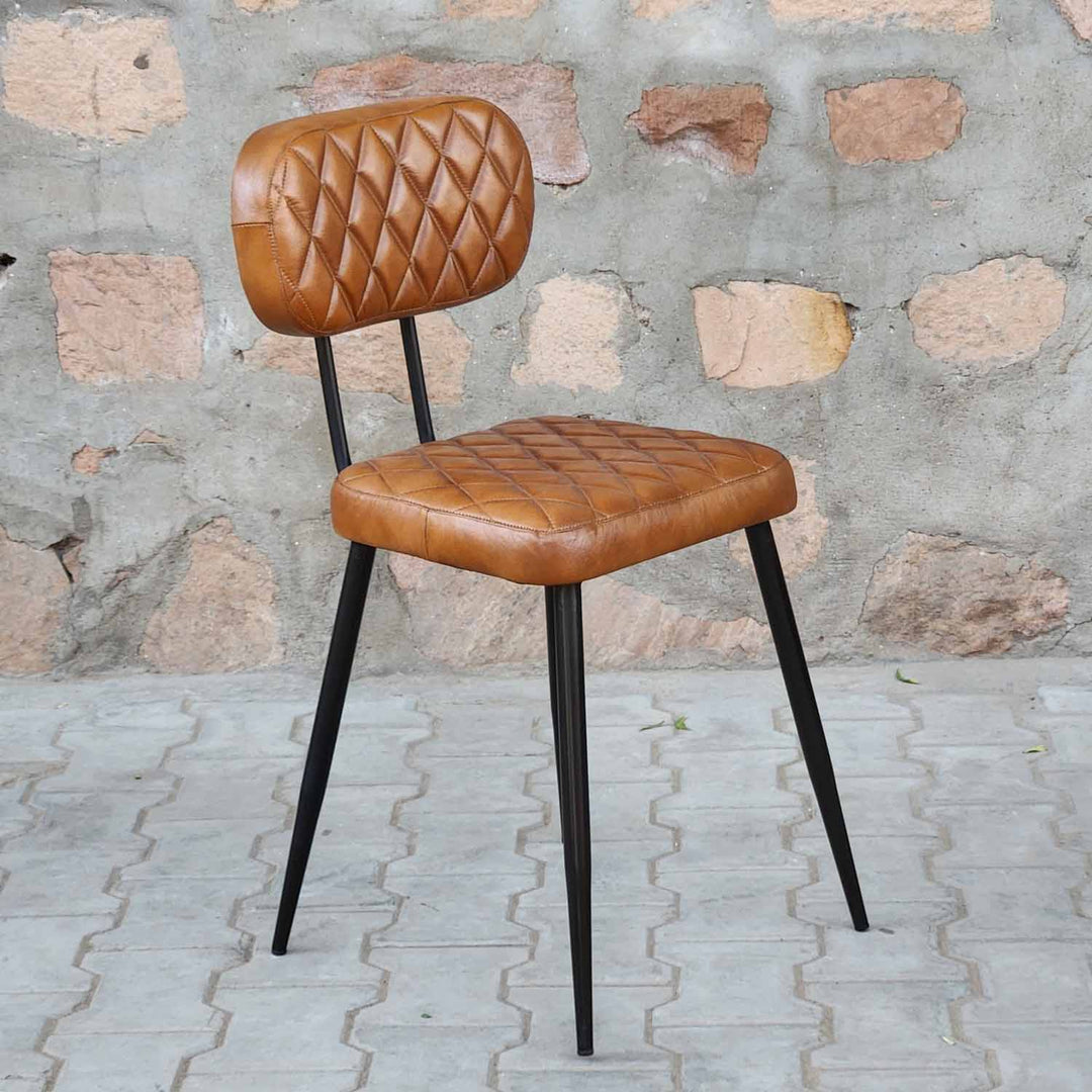 Conjunto de 2 cadeiras de couro Sofia Cognac