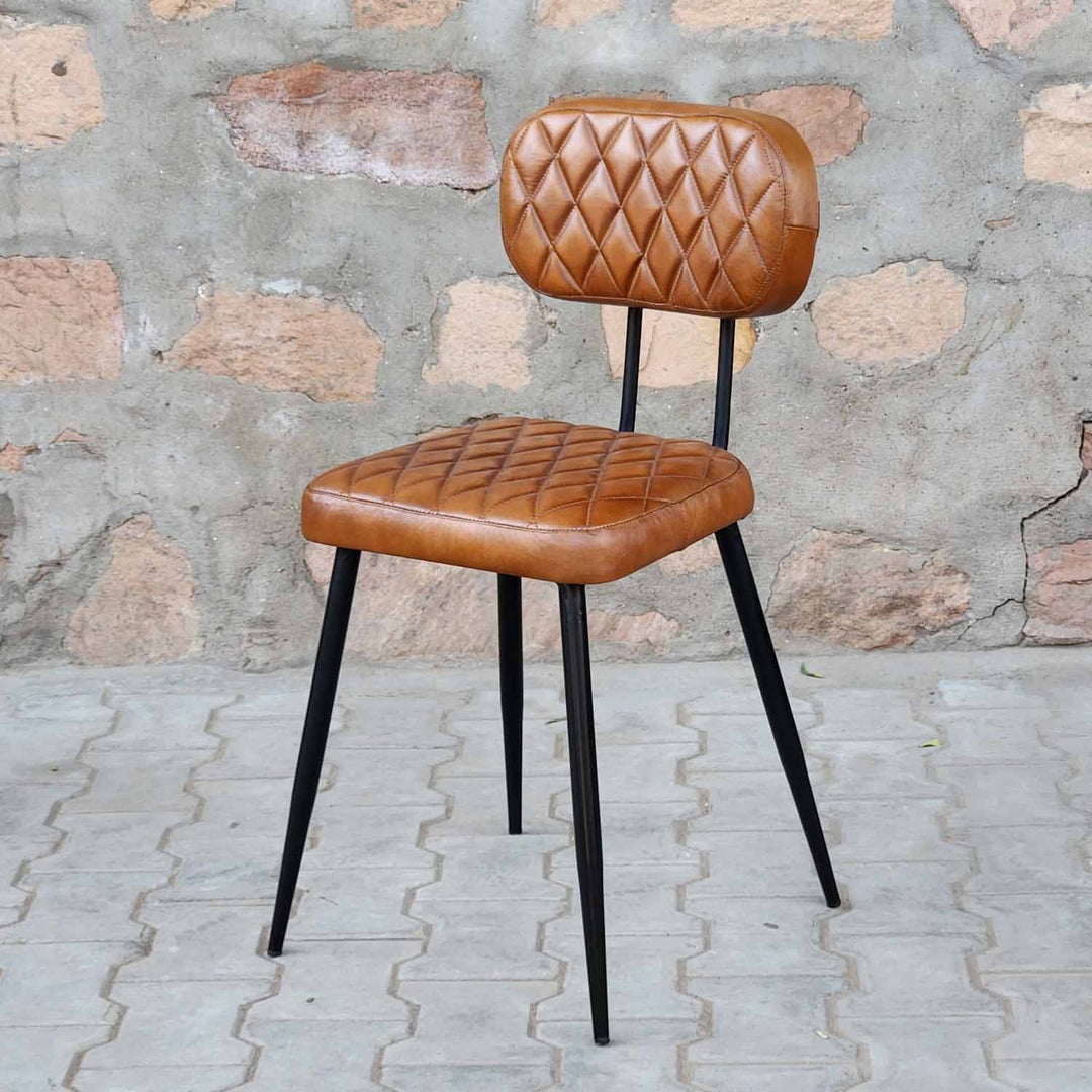 Conjunto de 2 cadeiras de couro Sofia Cognac