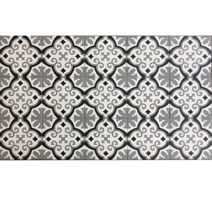 Azulejos marroquinos 20x20 cm – cinzento e preto