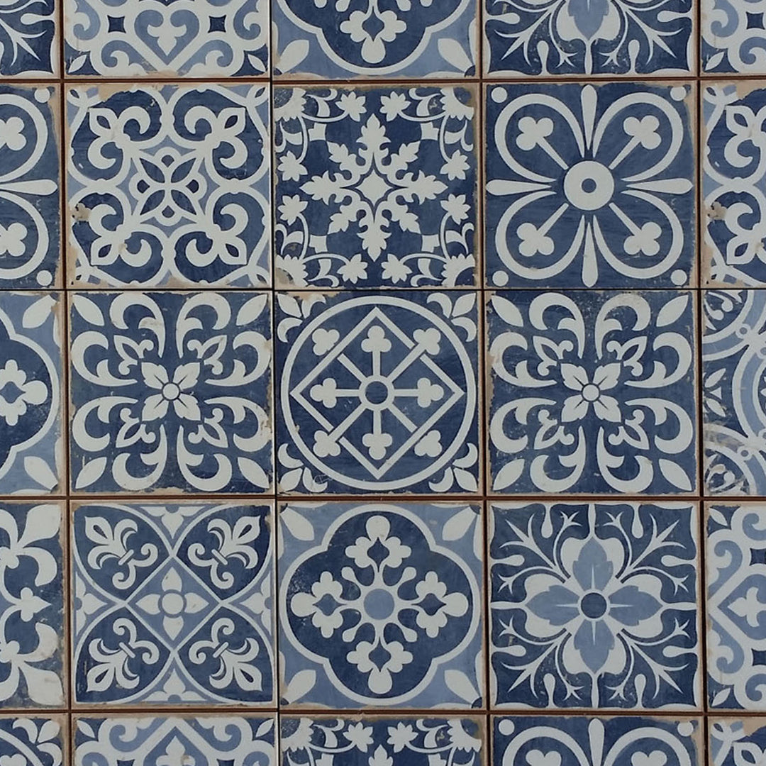 Azulejos marroquinos em estilo patchwork retro, 33 x 33 cm – Vintage