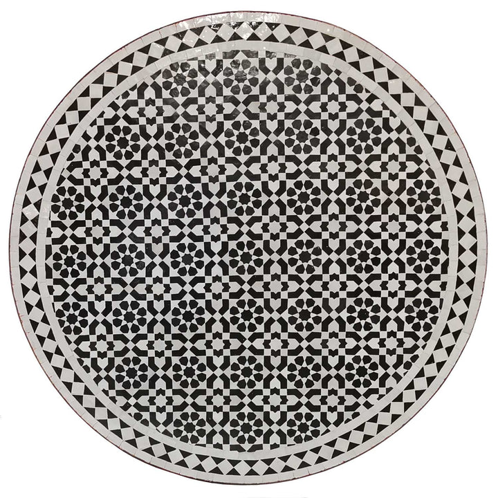 Mesa Mosaico D100 em esmalte preto e branco