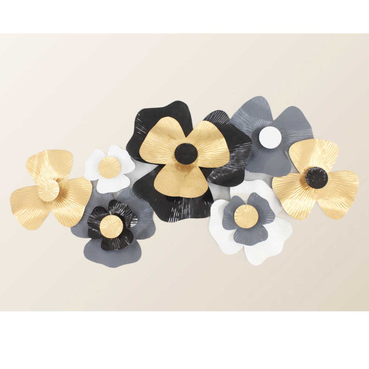 Decoração de parede em metal 3D com motivo floral - 97 cm