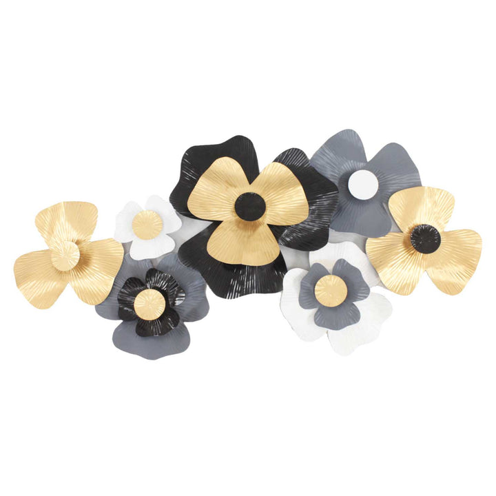 Decoração de parede em metal 3D com motivo floral - 97 cm