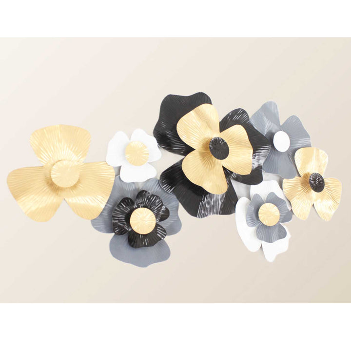 Decoração de parede em metal 3D com motivo floral - 97 cm