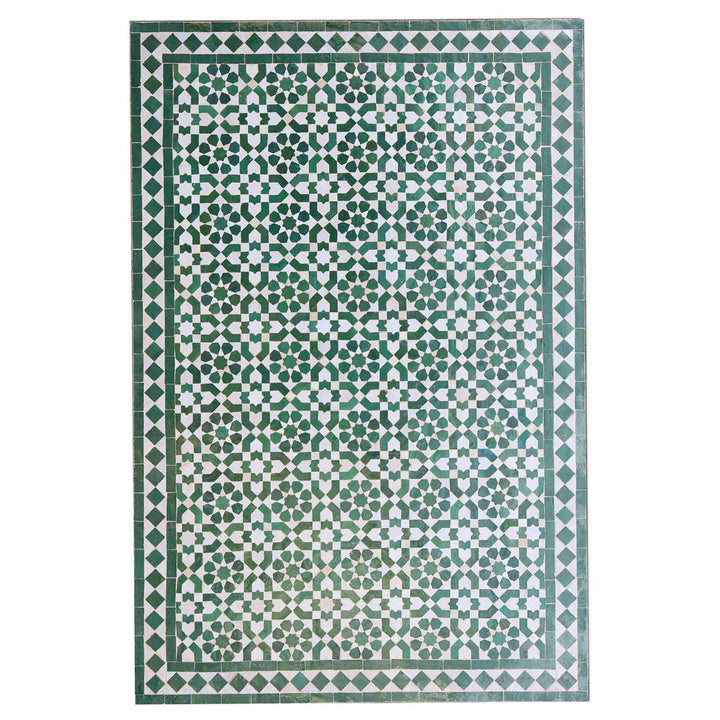 Mesa de jantar Mosaik 120x80, esmaltada em verde e branco