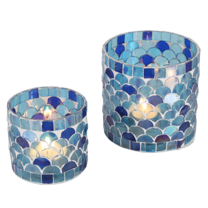 Candeeiro de mesa com mosaico oriental Atenas, azul escuro