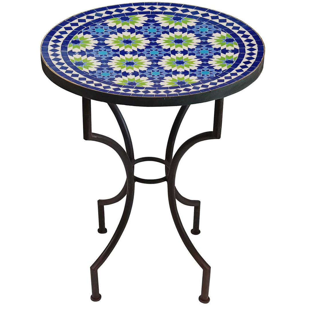Mesa redonda com mosaico Ankabut Azul