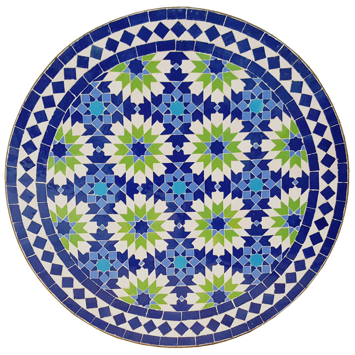 Mesa redonda com mosaico Ankabut Azul