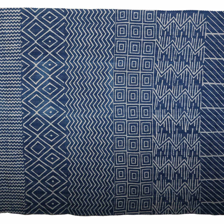Manta étnica Kantha azul