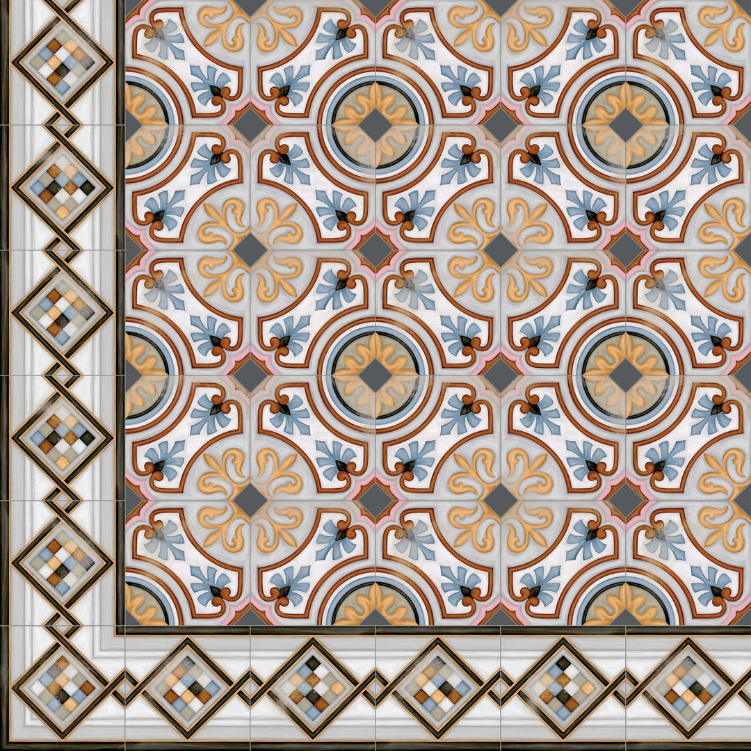 Borda de canto oriental 20×20 cm – Borda de azulejo em grés porcelânico