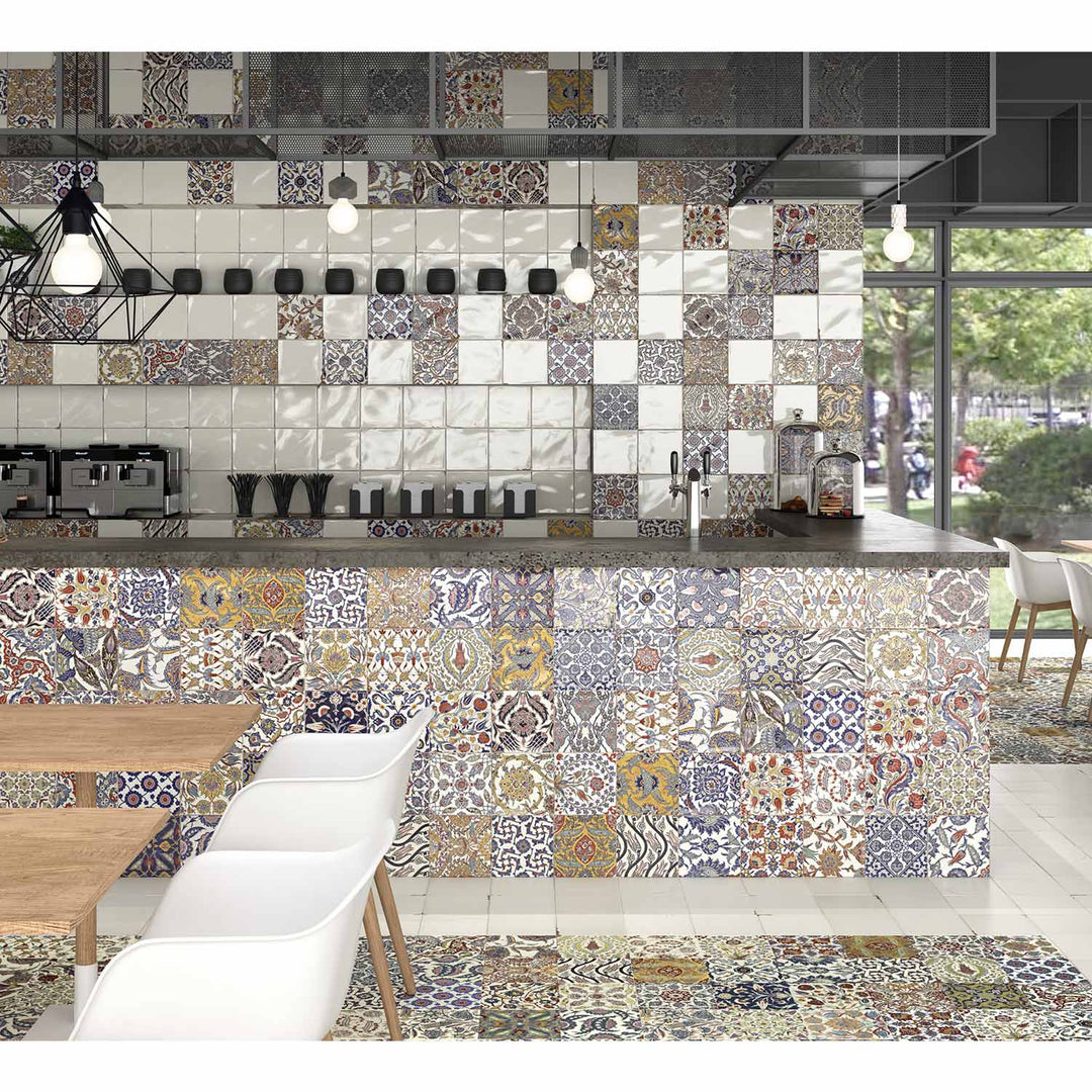 Azulejos de parede em patchwork oriental – 59,2 x 20 cm, mate