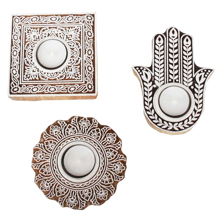 Conjunto de 3 castiçais orientais para velas de chá Sahra