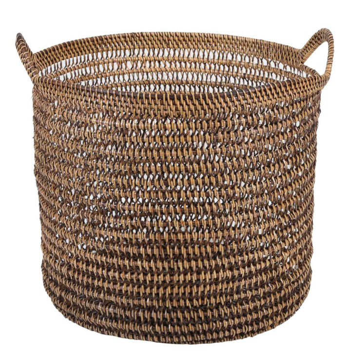 Cesto de rattan Eda castanho com alças