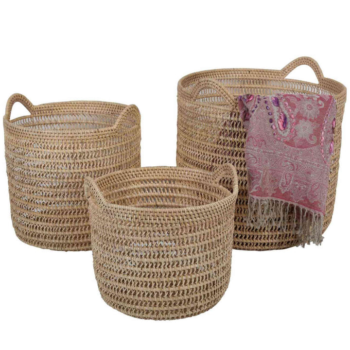 Cesto de rattan Eda Natural com alças