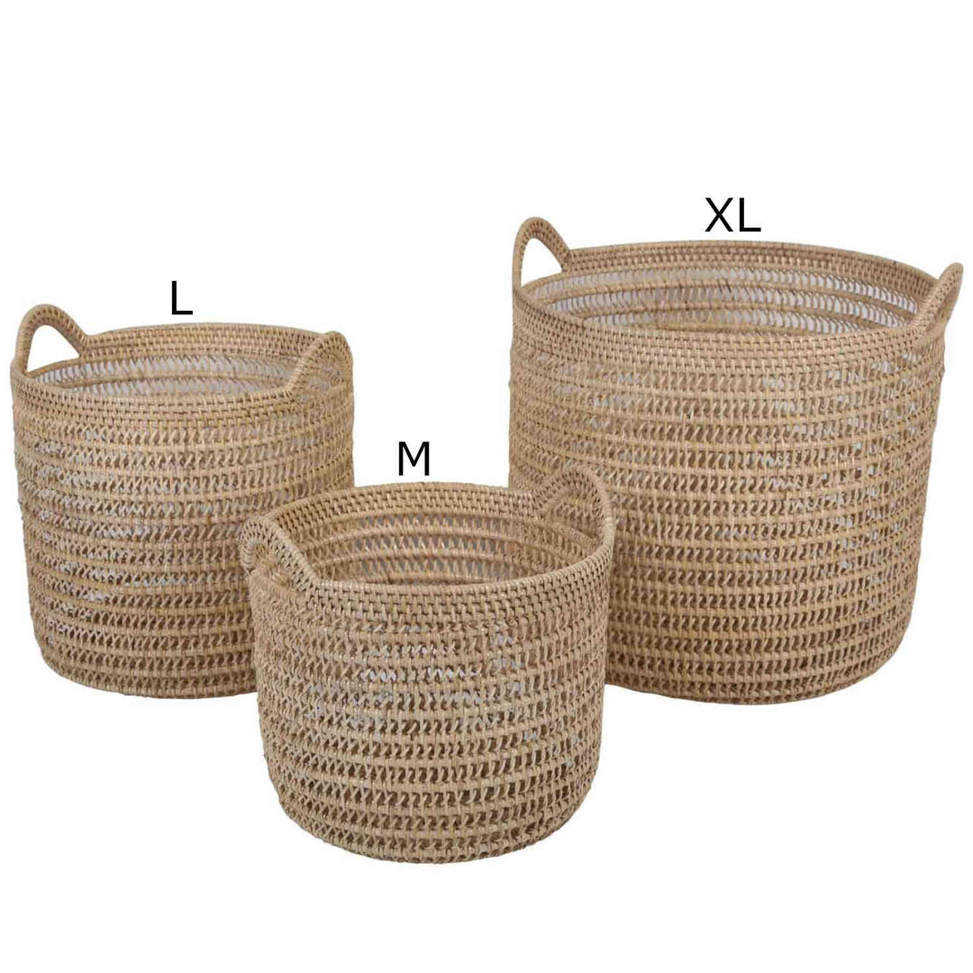 Cesto de rattan Eda Natural com alças