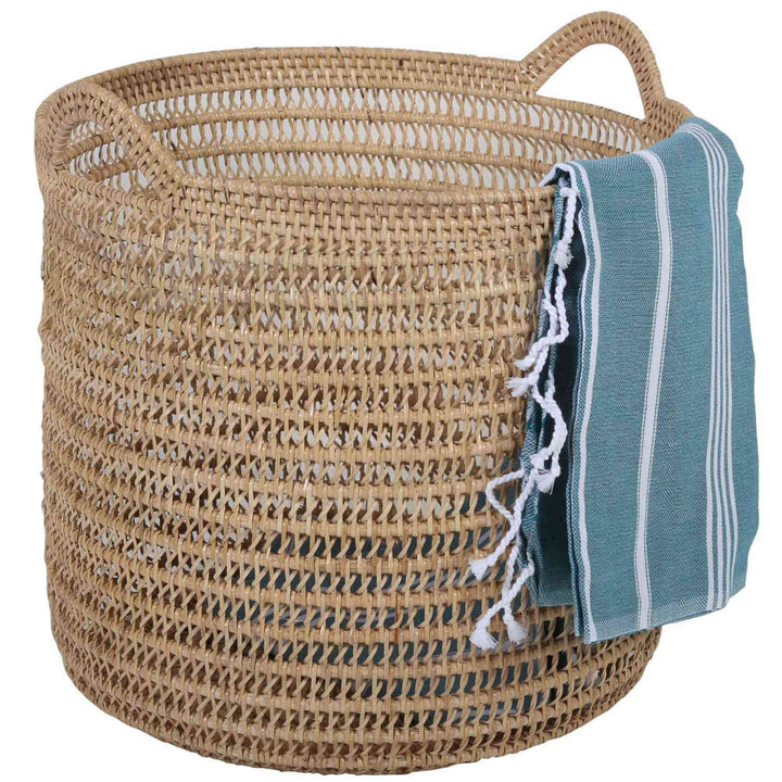 Cesto de rattan Eda Natural com alças
