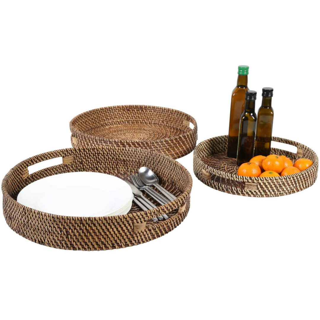 Bandeja redonda de rattan Bea