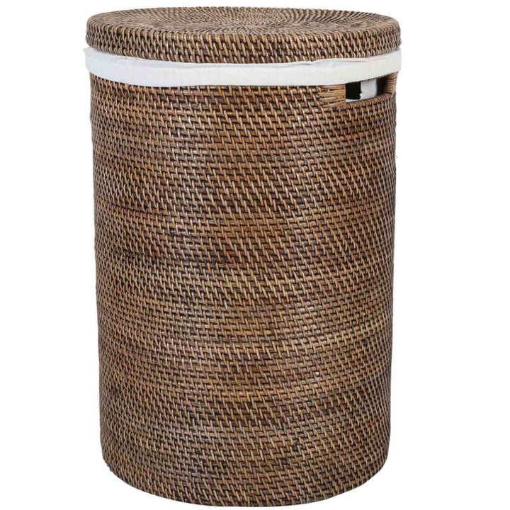 Cesto de roupa suja em rattan Cleo Castanho