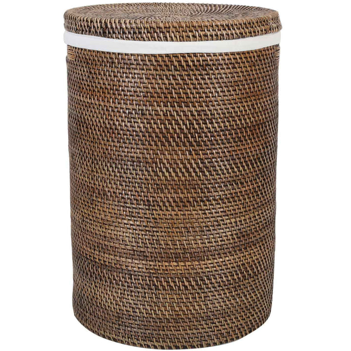 Cesto de roupa suja em rattan Cleo Castanho