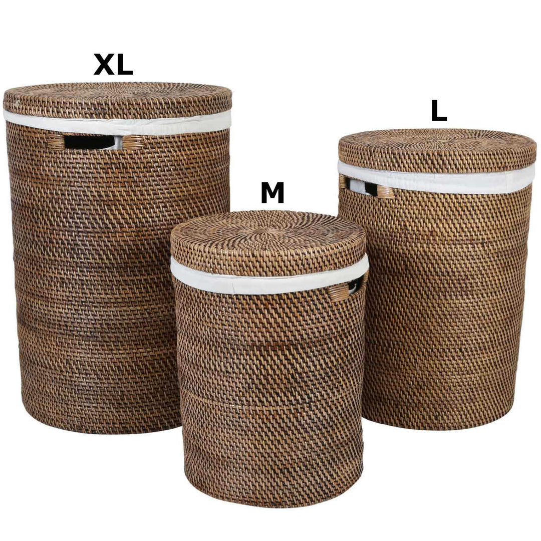Cesto de roupa suja em rattan Cleo Castanho