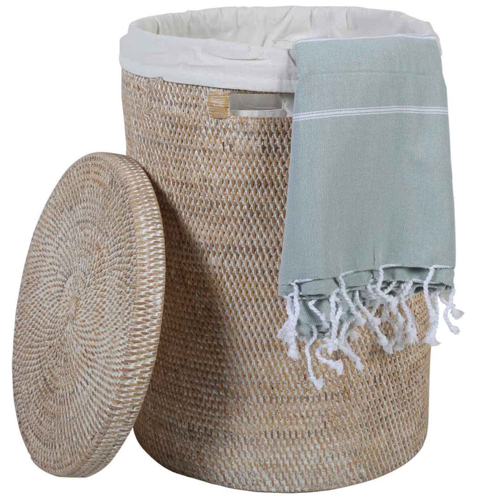 Cesto de roupa suja em rattan Cleo Branco