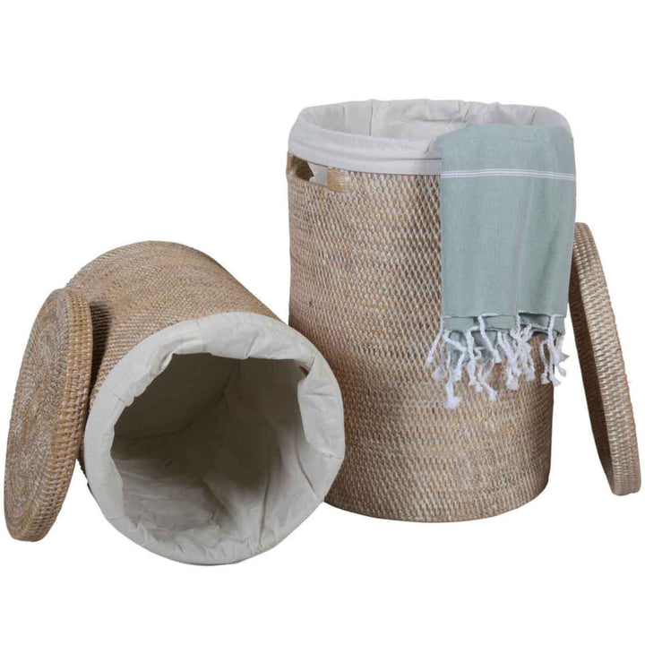 Cesto de roupa suja em rattan Cleo Branco