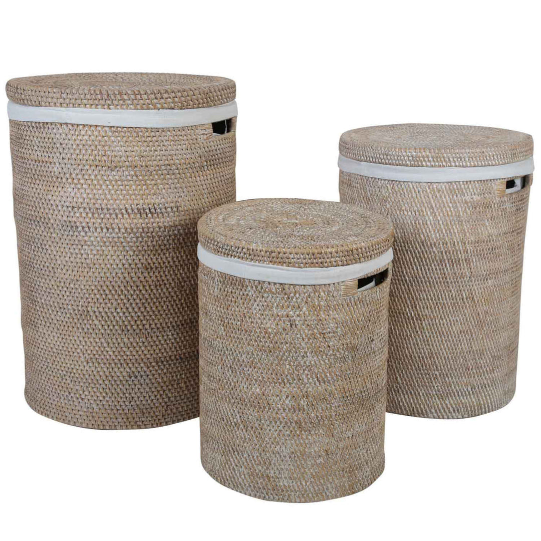 Cesto de roupa suja em rattan Cleo Branco