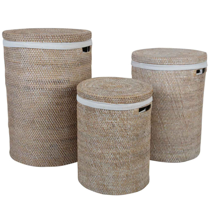 Cesto de roupa suja em rattan Cleo Branco