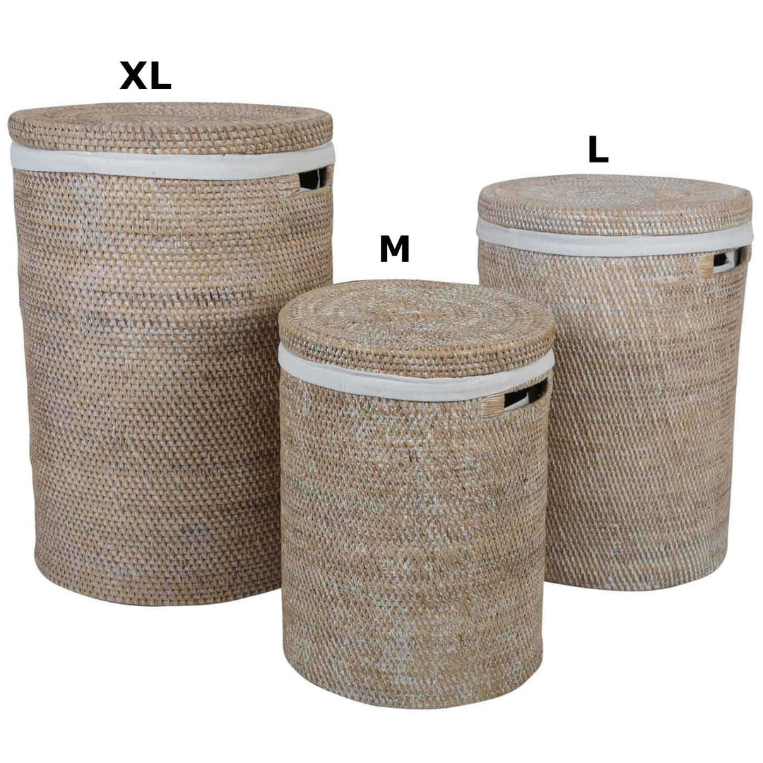 Cesto de roupa suja em rattan Cleo Branco