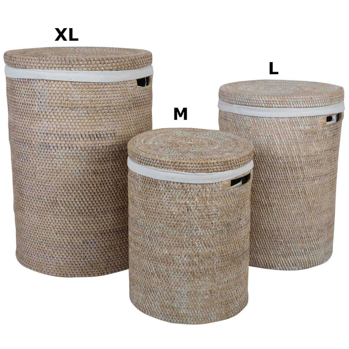 Cesto de roupa suja em rattan Cleo Branco