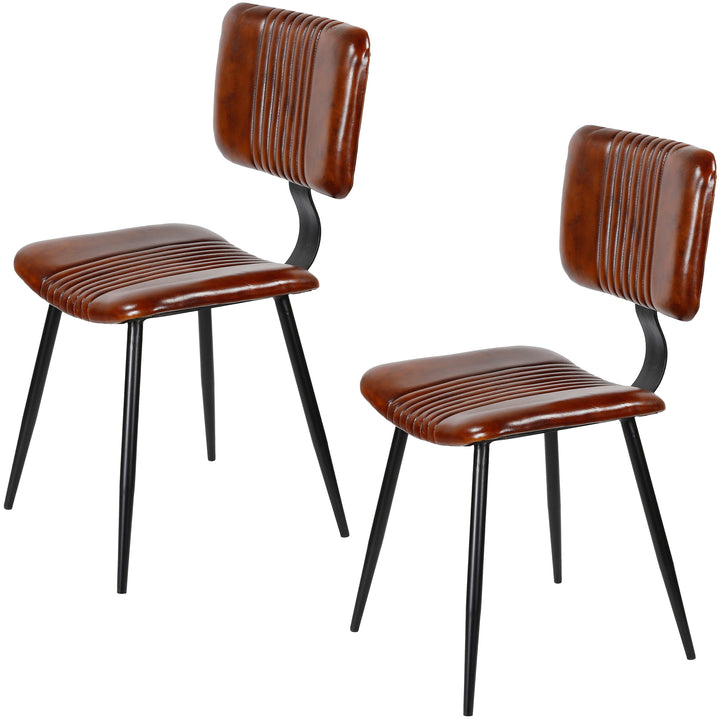 Cadeiras de sala de jantar em couro castanho