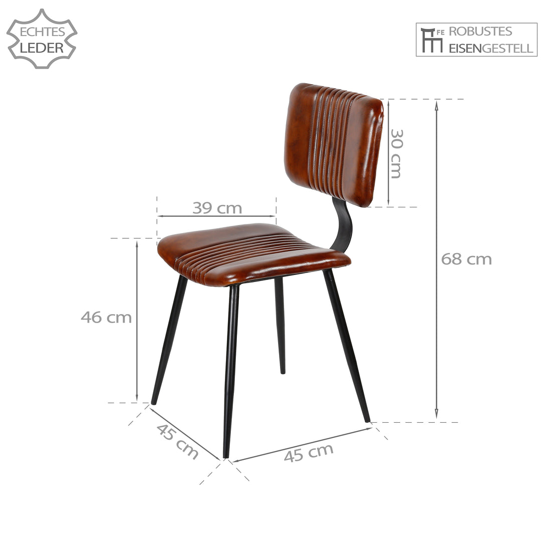 Cadeiras de sala de jantar em couro castanho