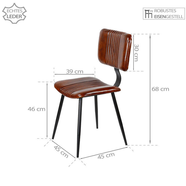 Cadeiras de sala de jantar em couro castanho