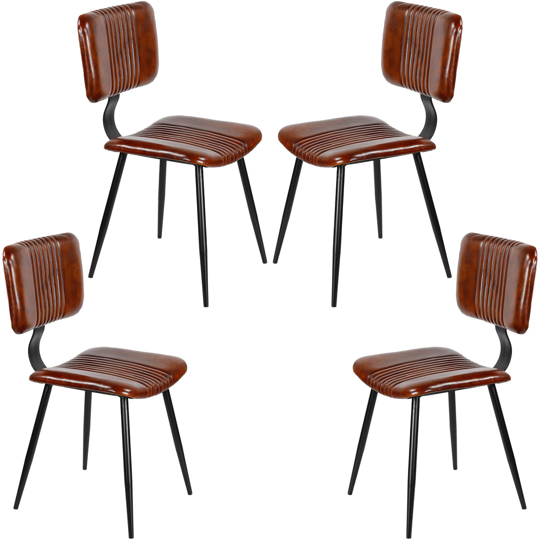 Cadeiras de sala de jantar em couro castanho