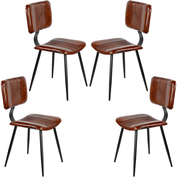 Cadeiras de sala de jantar em couro castanho
