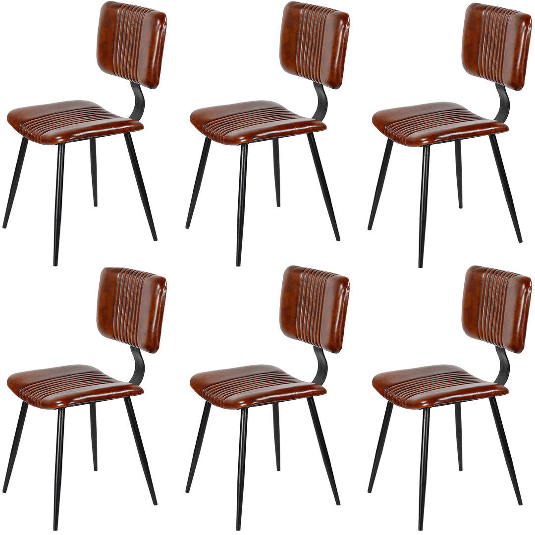 Cadeiras de sala de jantar em couro castanho