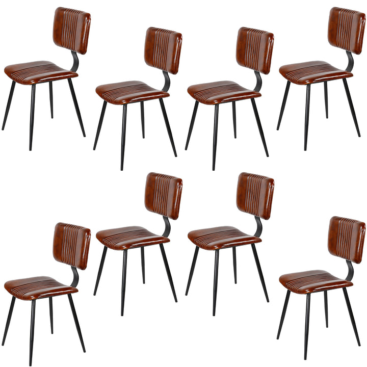 Cadeiras de sala de jantar em couro castanho