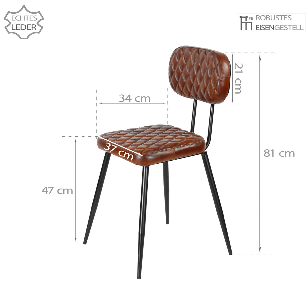 Cadeiras de sala de jantar em couro castanho