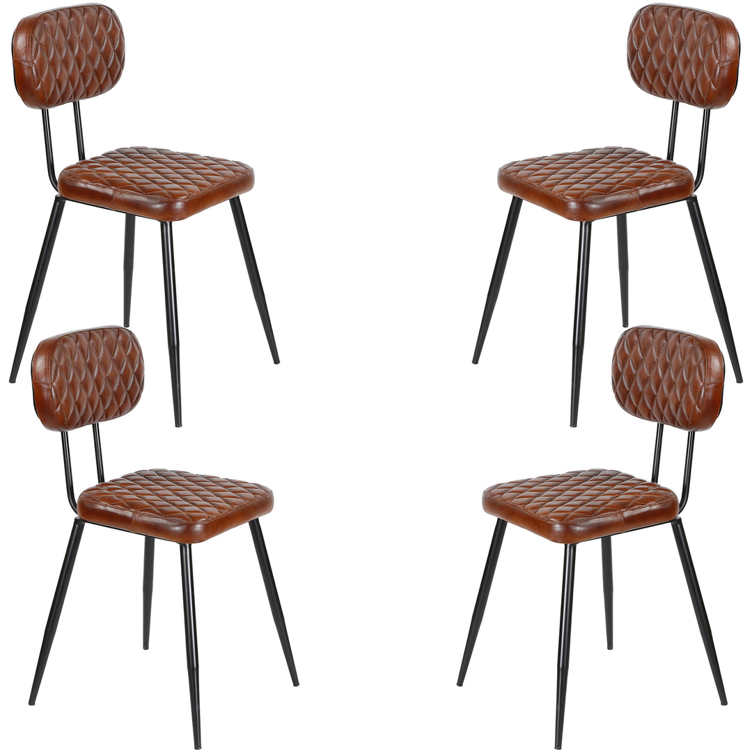 Cadeiras de sala de jantar em couro castanho