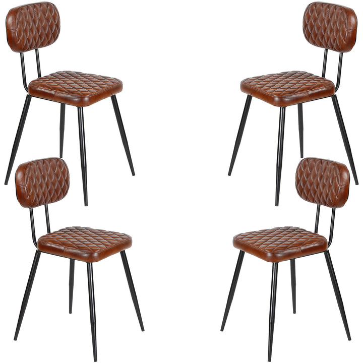 Cadeiras de sala de jantar em couro castanho
