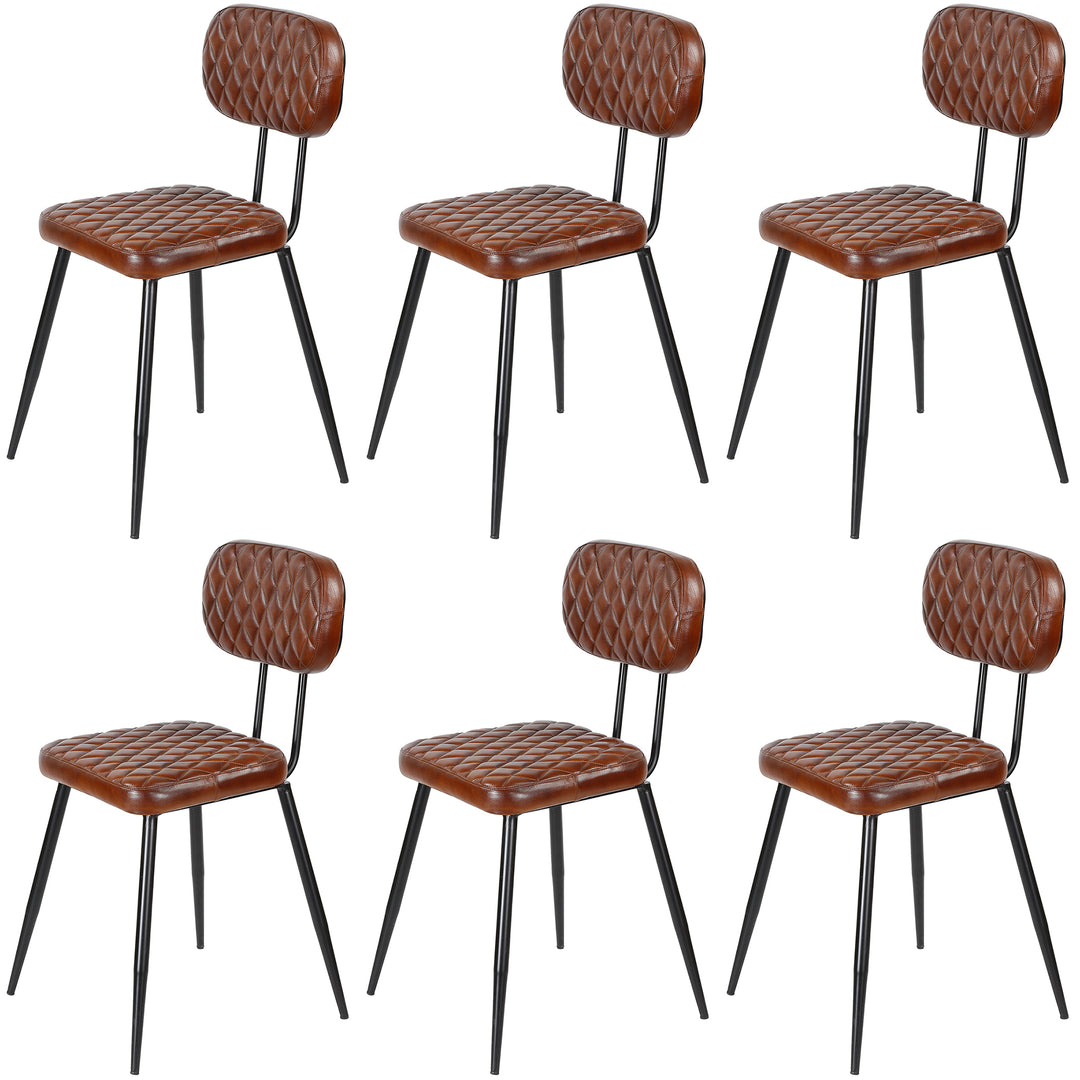 Cadeiras de sala de jantar em couro castanho