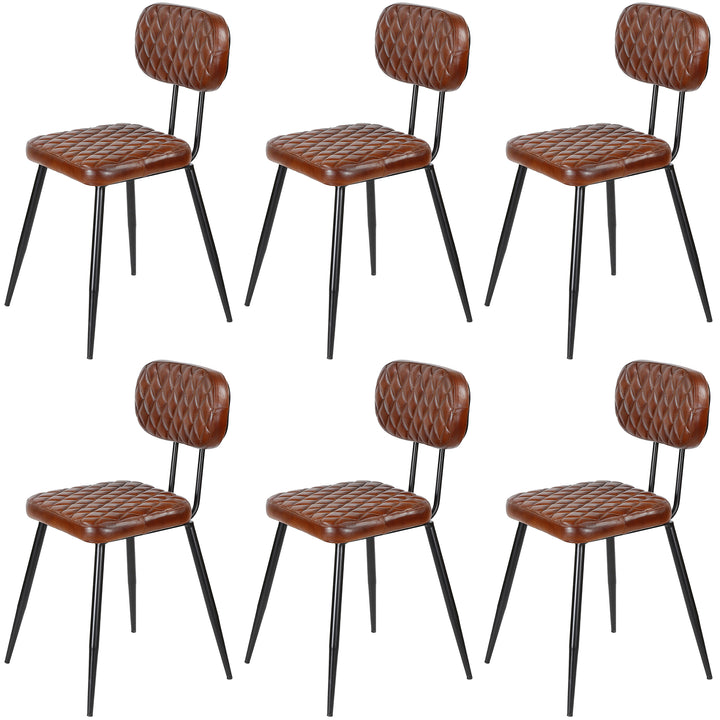 Cadeiras de sala de jantar em couro castanho
