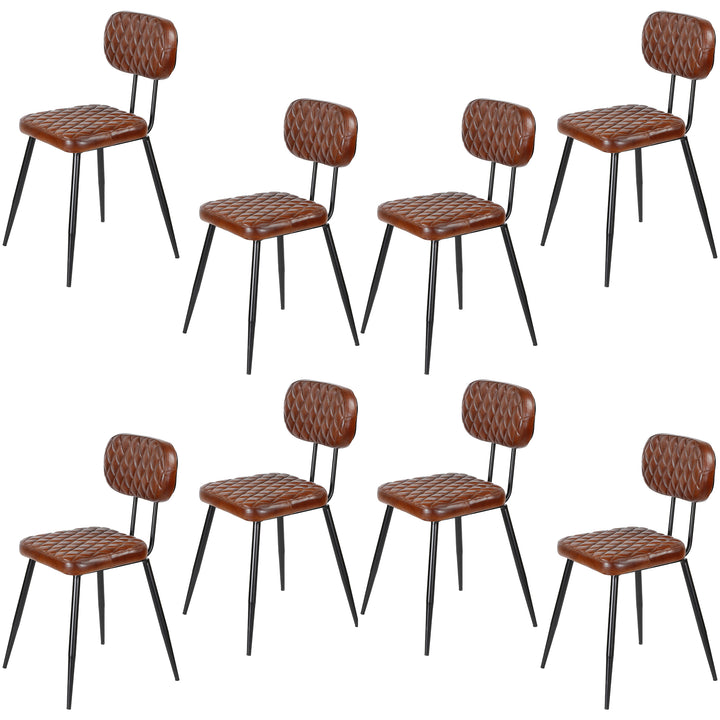 Cadeiras de sala de jantar em couro castanho