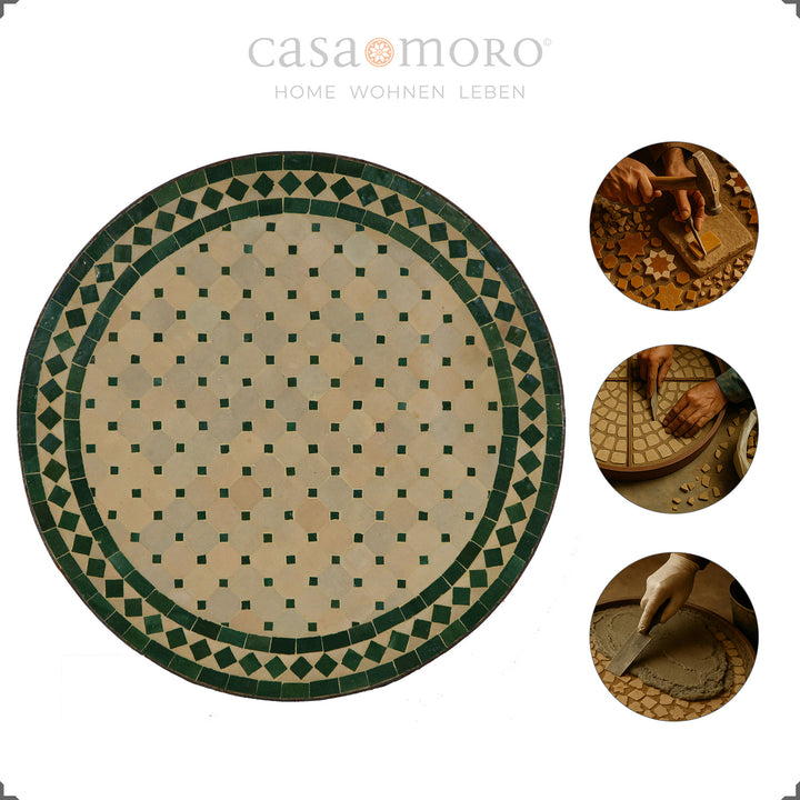 Mesa de terraço elegante com mosaico verde – versátil para utilizar na varanda, na cozinha ou no corredor
