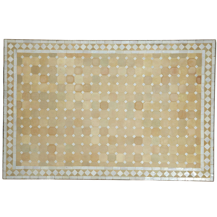Mesa de terraço 120 x 80 cm com mosaico Zellige feito à mão em branco e terracota