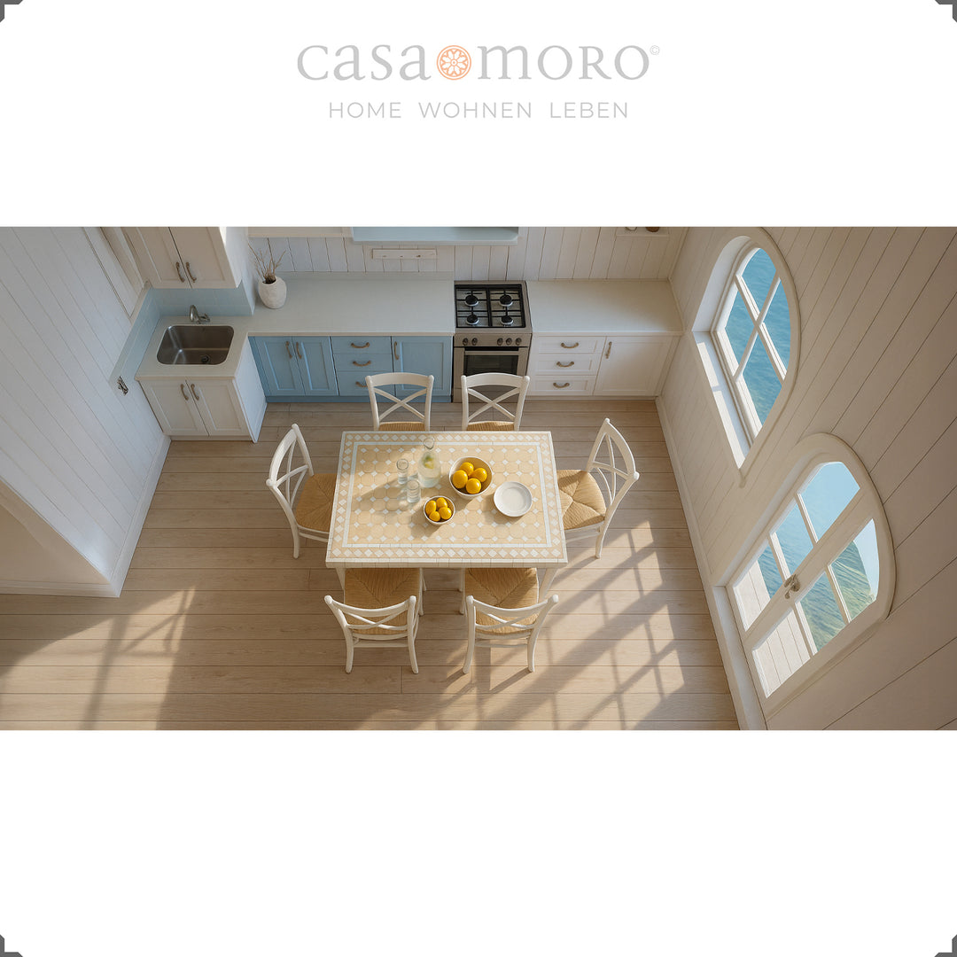Mesa retangular de terraço em estilo marroquino