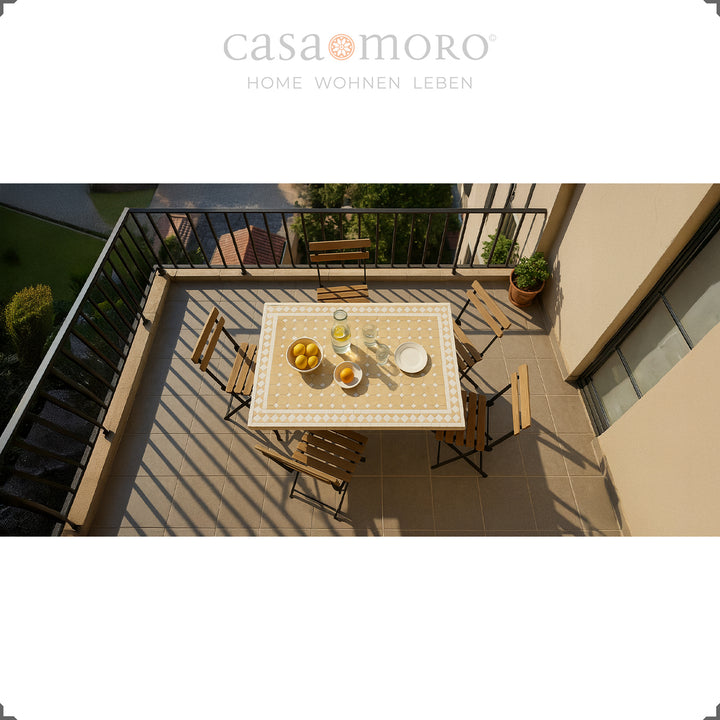 Mesa de jardim 120 x 80 cm com padrão tradicional em mosaico, para uso no exterior e no interior