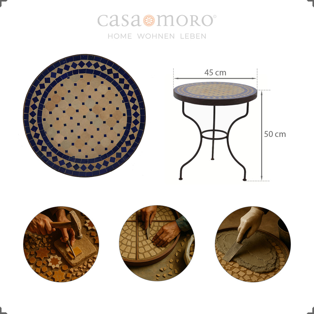 Pequena mesa em mosaico para servir de mesa de plantas na sala de estar ou de mesa em azulejo para o recanto da cozinha
