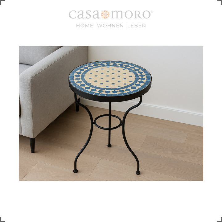 Mesa em mosaico com 45 cm de diâmetro, altura da mesa 50 cm, peso aprox. 11 kg