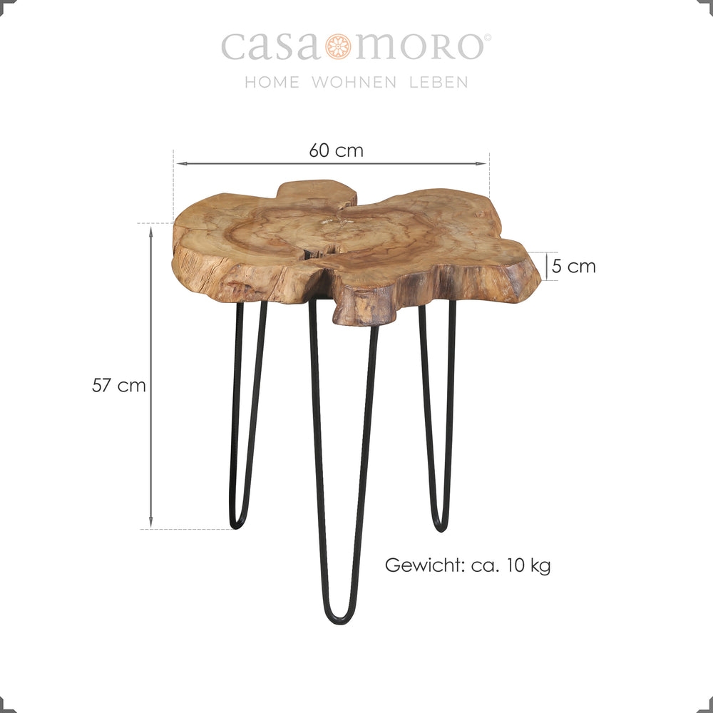 Mesa de apoio em madeira com pernas de ferro, mesa compacta para a sala de estar ou o hall de entrada